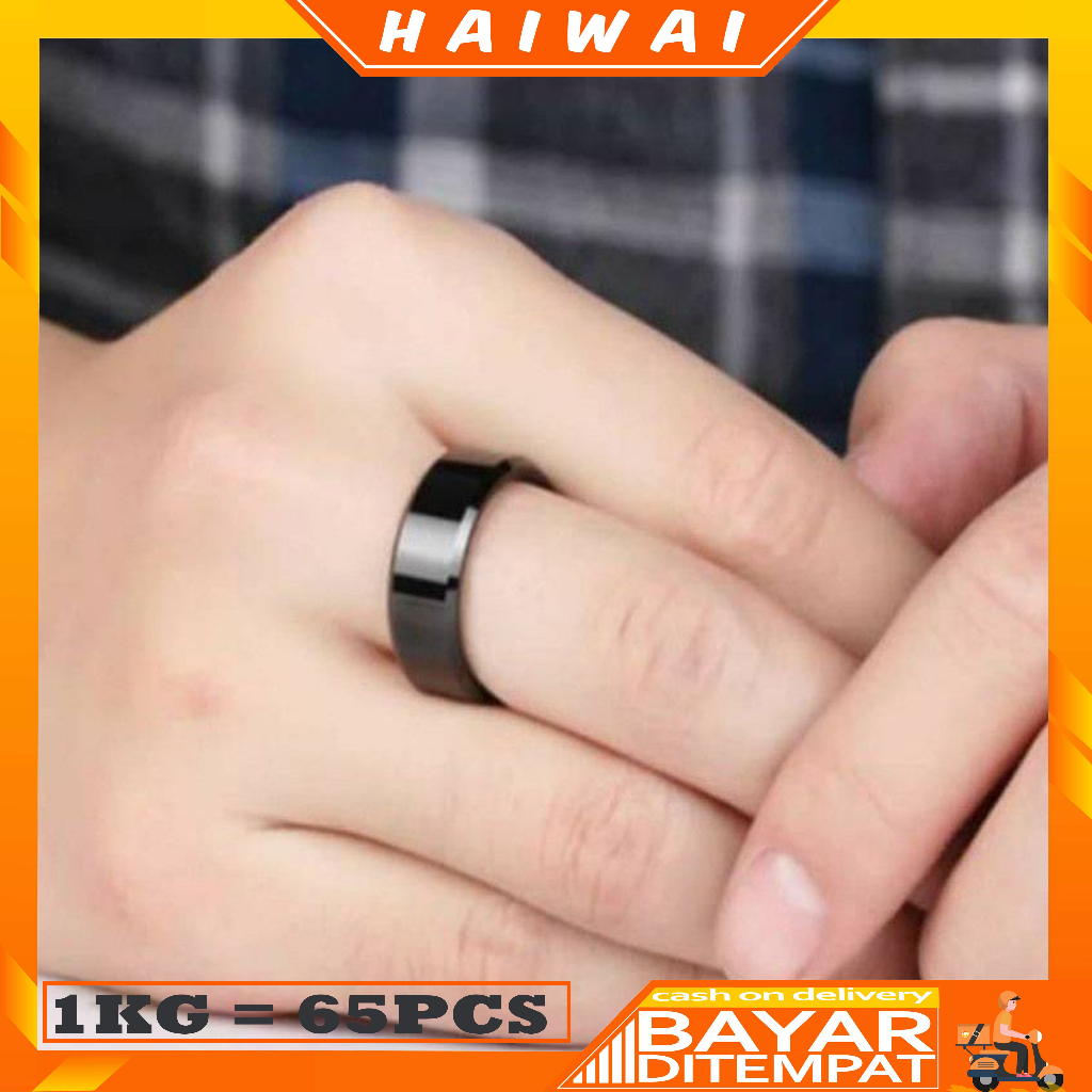 Jual HaiWai COD CINCIN TITANIUM HITAM POLOS KUALITAS SUPER ANTI LUNTUR