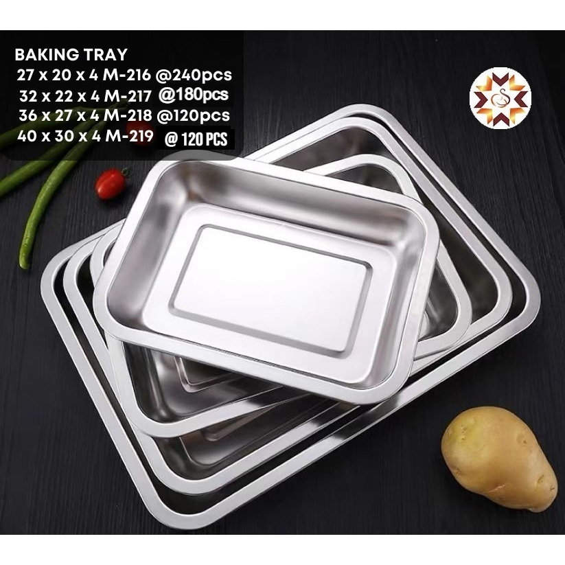 Jual NAMPAN DALAM PERSEGI STAINLESS 27x20cm Tinggi 4cm BAKING TRAY BAKI