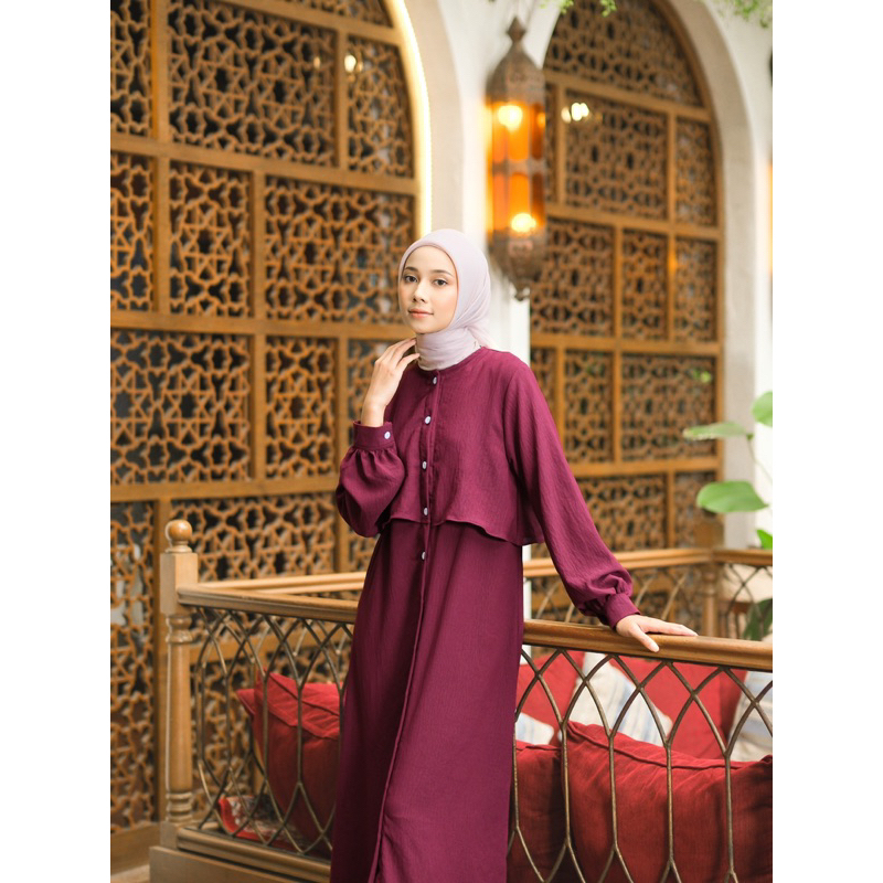 Jual Nauren Dress Gamis Dewasa Polos Simple Bahan Crinkle Airflow Busui