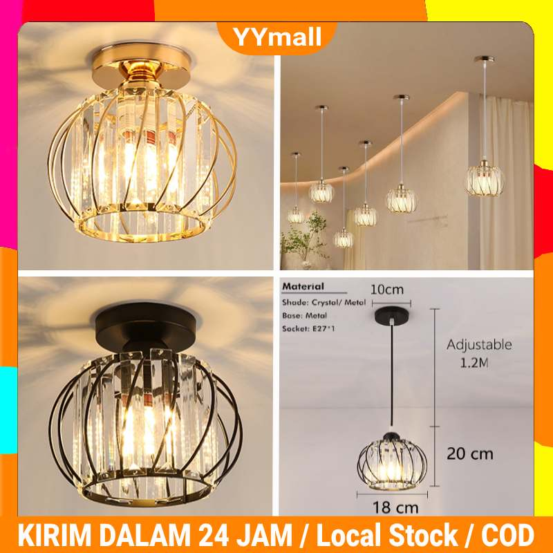 Jual Codlampu Plafon Gantung Kristal Minimalis Model Kotak Bulat