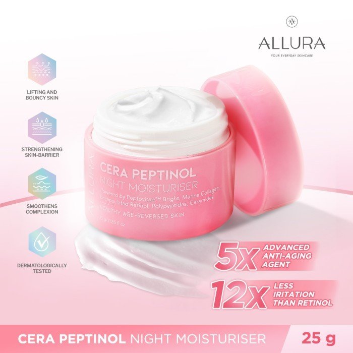 Jual Allura Cera Peptinol Night Moisturiser Retinol Gr Shopee Indonesia