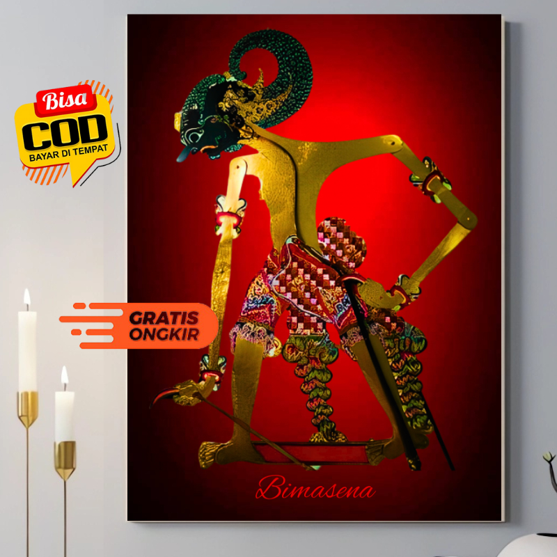 Jual Poster Wayang Kulit Bimasena Untuk Hiasan Dinding Atau Wall Dekor