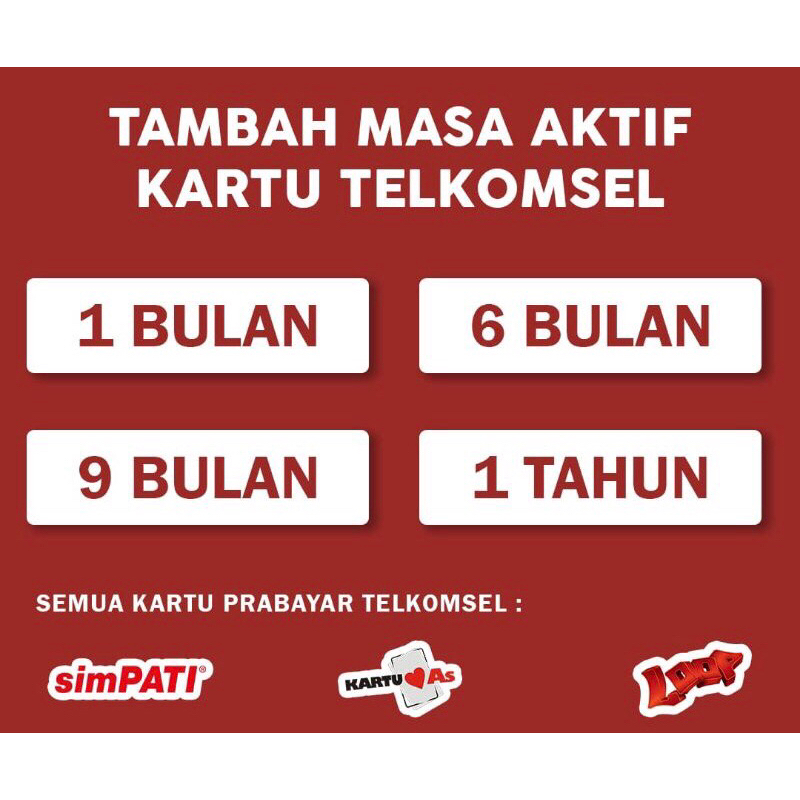 Jual Tambah Masa Aktif Kartu Telkomsel 1bulan 3bulan 1tahun