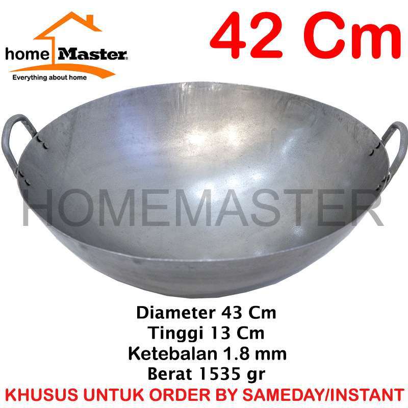 Jual HomeMaster Wok Wajan Kuali Besi Baja Steel Iron Dual Handle