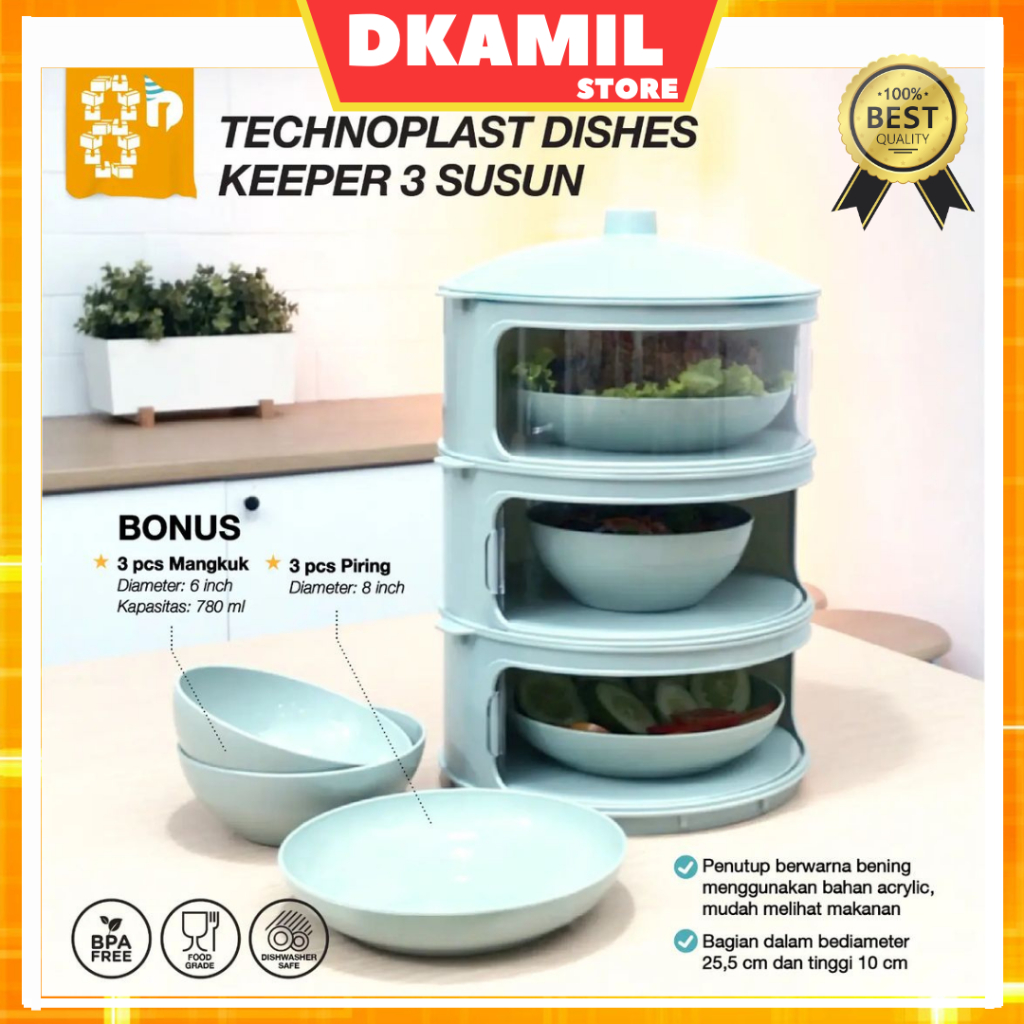 Jual Tudung Saji Rak Susun Kekinian Dishes Keeper Set Technoplast