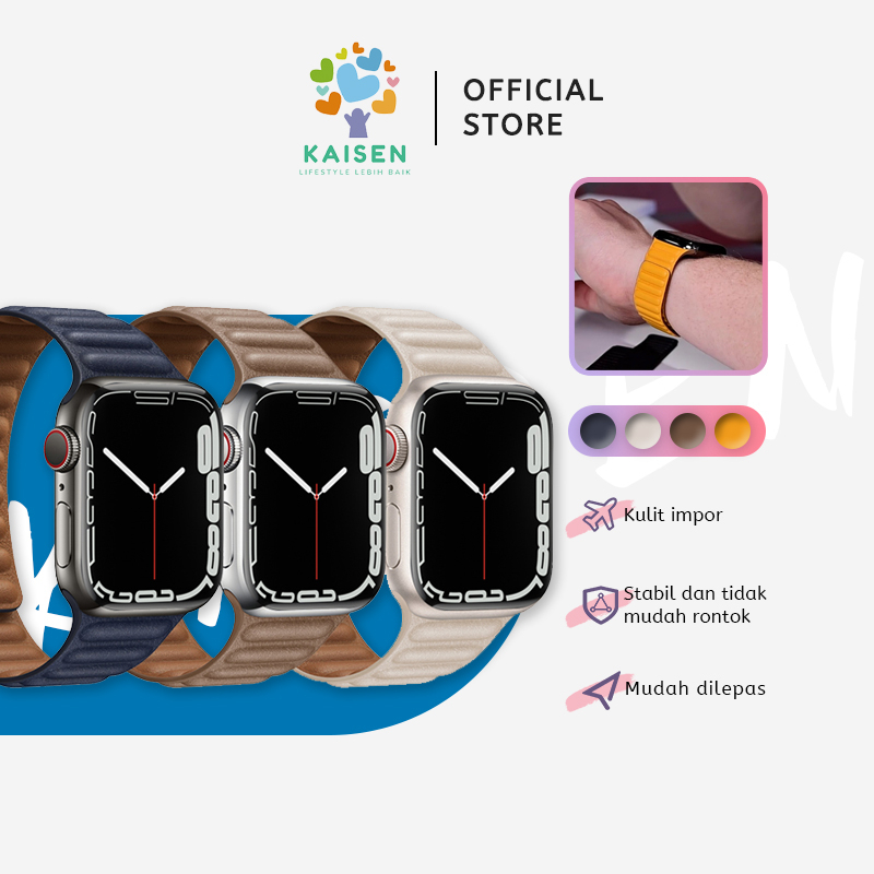 Jual KAISEN Strap Apple Watch Leather Link Magnetic Loop Strap For