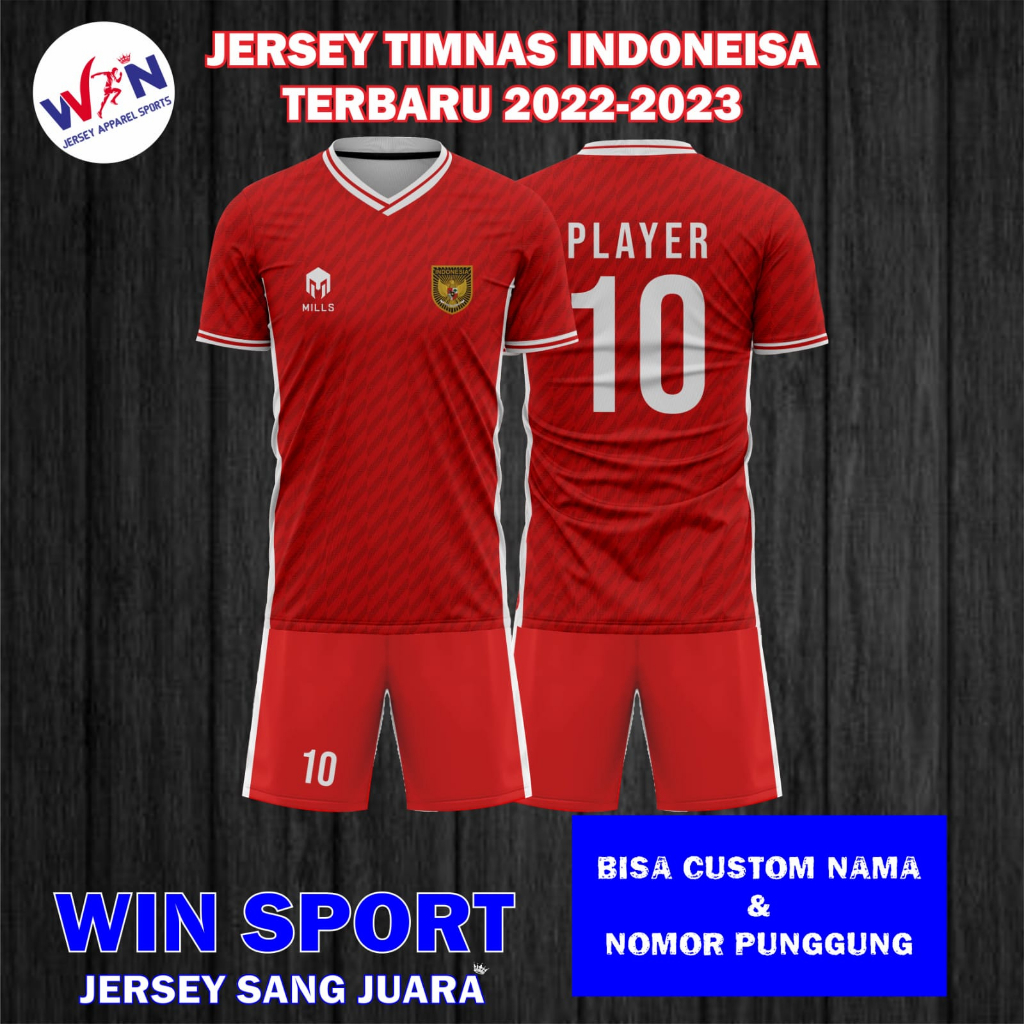 Jual Setelan Jersey Sepak Bola TIMNAS INDONESIA HOME 2022 2023 Desain