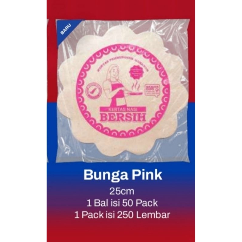 Jual Kertas Nasi Bunga Pink Bersih Pack Isi Lembar Shopee Indonesia