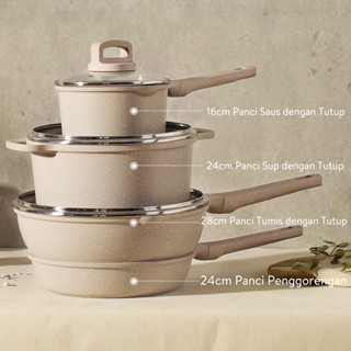 Jual Carote Set Peralatan Masak Granit Light Brown Anti Lengket Pcs