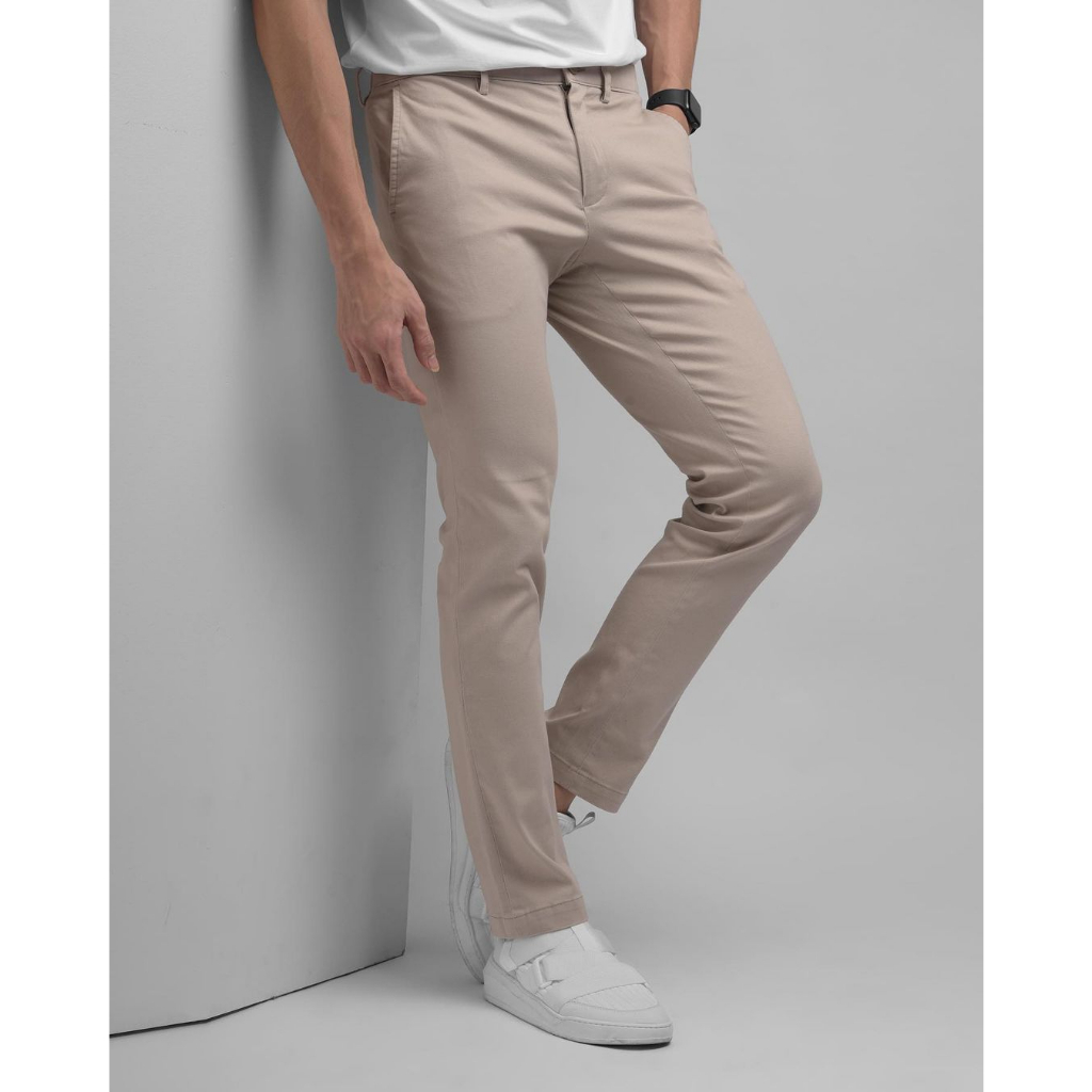 Jual Mevano Celana Panjang Pria Chino Pants Slim Fit Stretch Cream