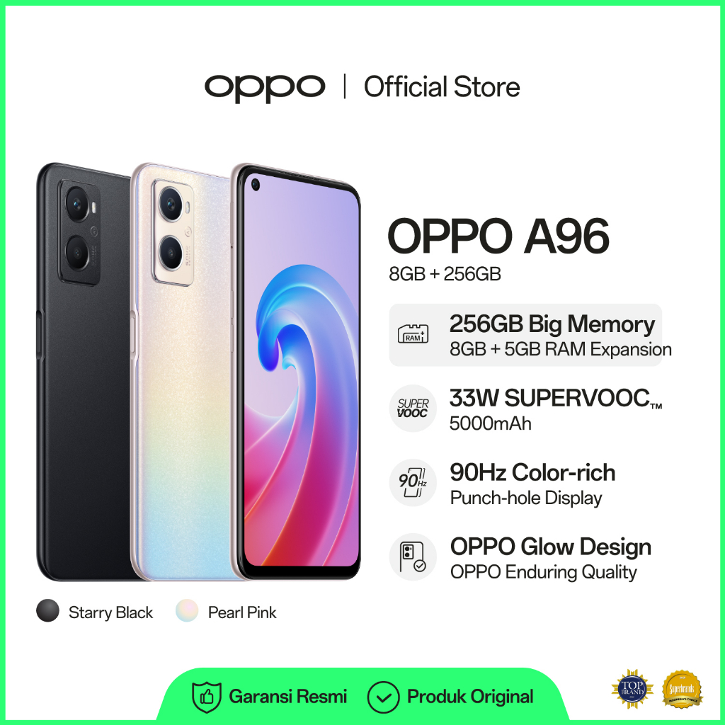 Jual OPPO A96 8GB 256GB 5000mAh 33W SuperVOOC Qualcomm Snapdragon