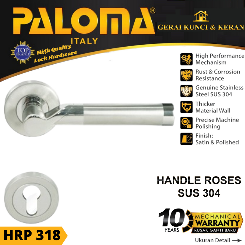 Jual GAGANG PINTU HANDLE ROSES PALOMA HRP 318 STAINLESS STEEL SUS 304