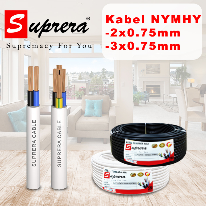 Jual Kabel Listrik Suprera Kabel NYMHY 2x0 75mm 3x0 75mm Tembaga