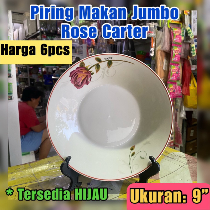 Jual PIRING MAKAN PREMIUM ROSE 9 PIRING MAKAN KERAMIK BUNGA MAWAR