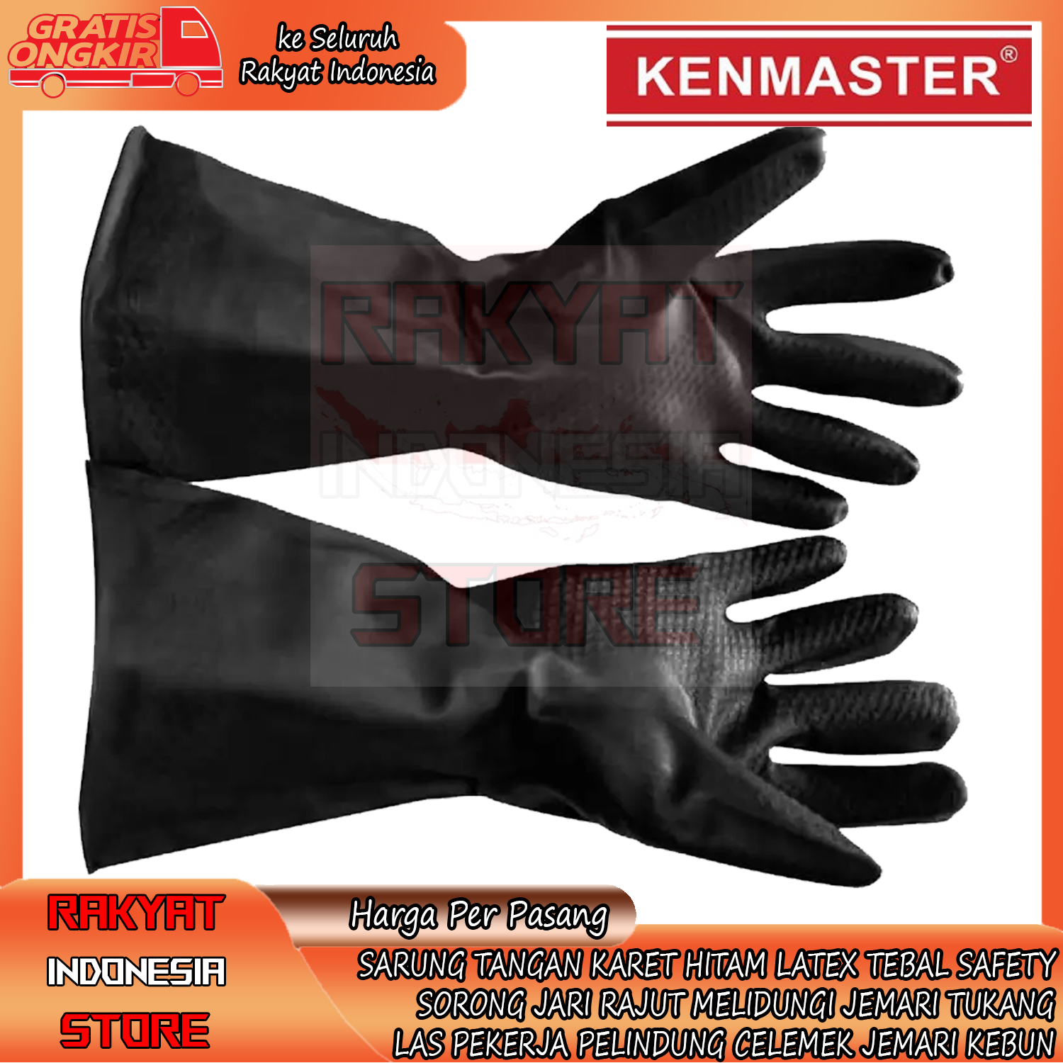 Jual SARUNG TANGAN KARET HITAM LATEX GLOVE SAFETY TUKANG GLOVES