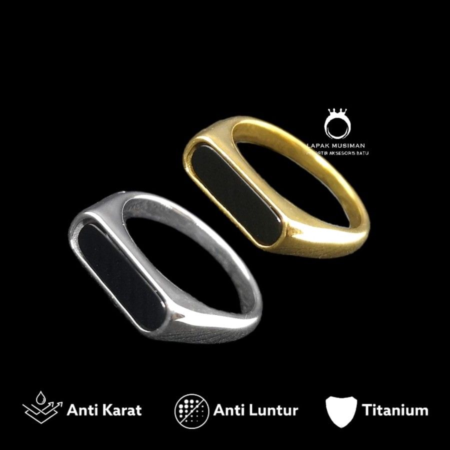 Jual Cincin Pria Super Keren Black Onyx Silver Gold Shopee Indonesia