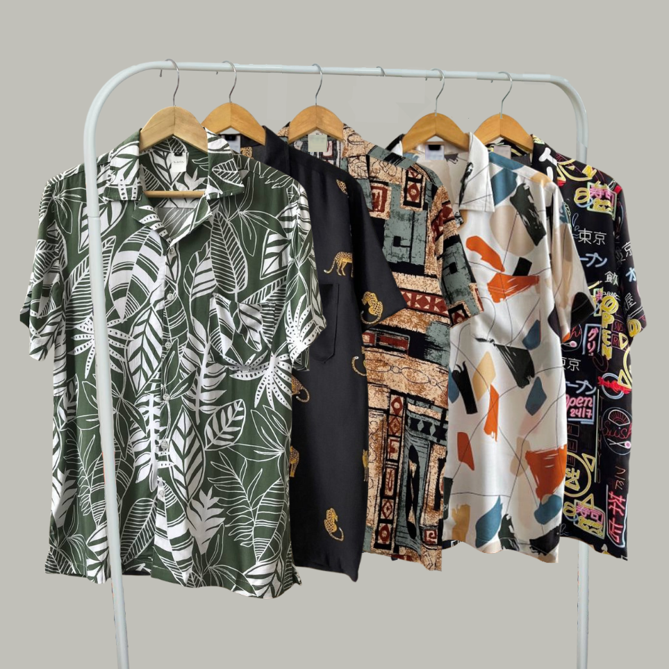 Jual Kemeja Hawai Pria Baju Pantai Hawaiian Shirt Printing Full Print