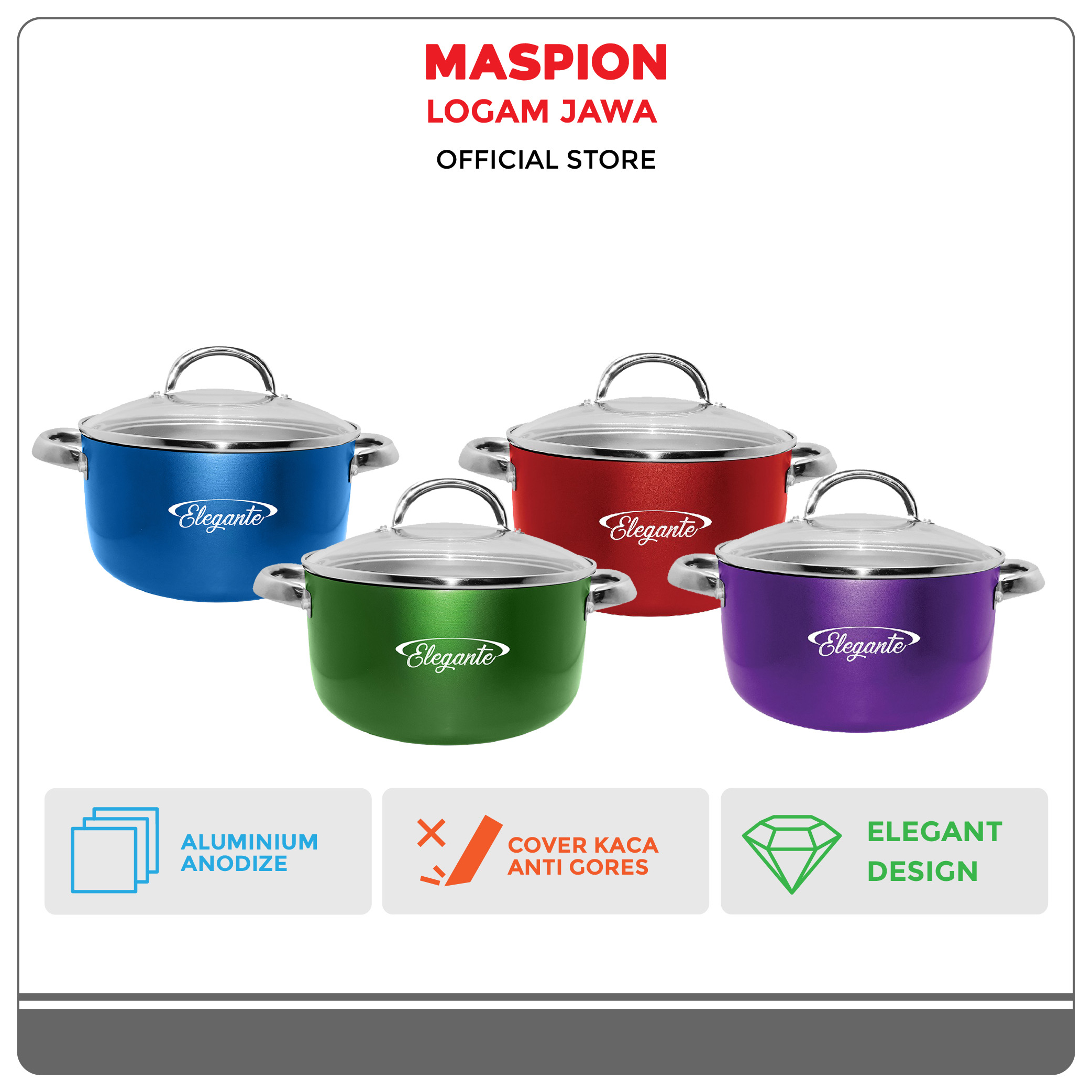 Jual Maspion Panci Elegante Dutch Oven Tutup Kaca Cm Aluminium