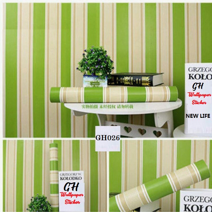 Jual Best Wallpaper Stiker Dinding X M Motif Salur Hijau Wallpaper