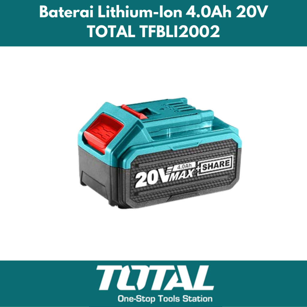 Jual Lithium Ion Battery Pack 4 0AH 20V Baterai TOTAL TFBLI2002