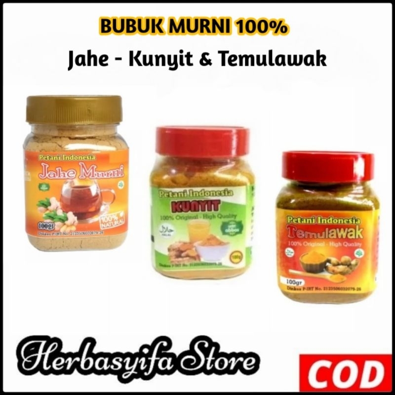 Jual Bubuk Murni Jahe Merah Temulawak Kunyit Gram