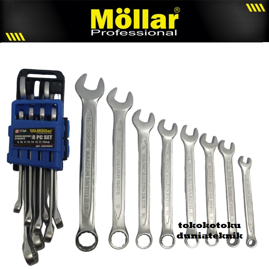 Jual MOLLAR KUNCI RING PAS SET COMBINATION WRENCH SET 8PCS 8 19mm