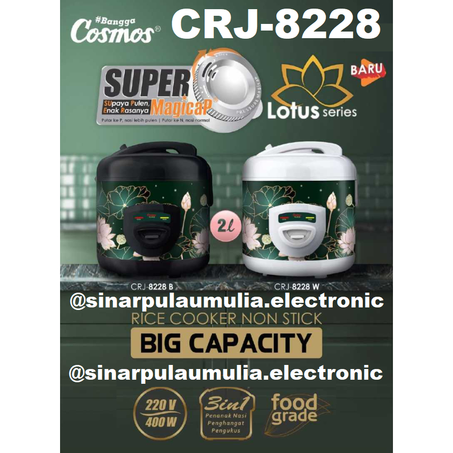 Jual Cosmos Rice Cooker 3 In 1 Magic 2 Liter CRJ 8228 CRJ 8228