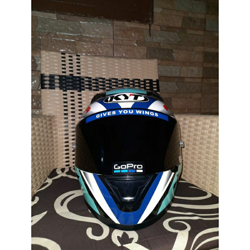 Jual PRELOVED Helm KYT R10 Aquamarine Full Face Visor Smoke ORI SIZE