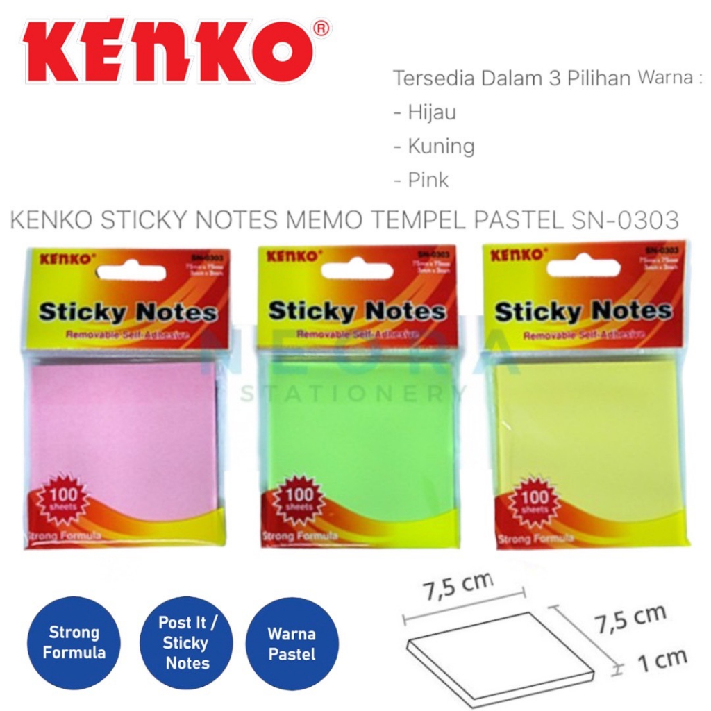 Jual Kenko Sticky Notes Memo Tempel Pastel Sn Shopee Indonesia