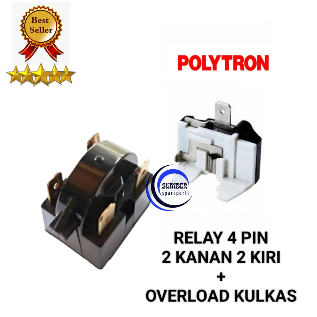 Jual RELAY 4 PIN PTC OVERLOAD KULKAS 1 PINTU 2 PINTU POLYTRON