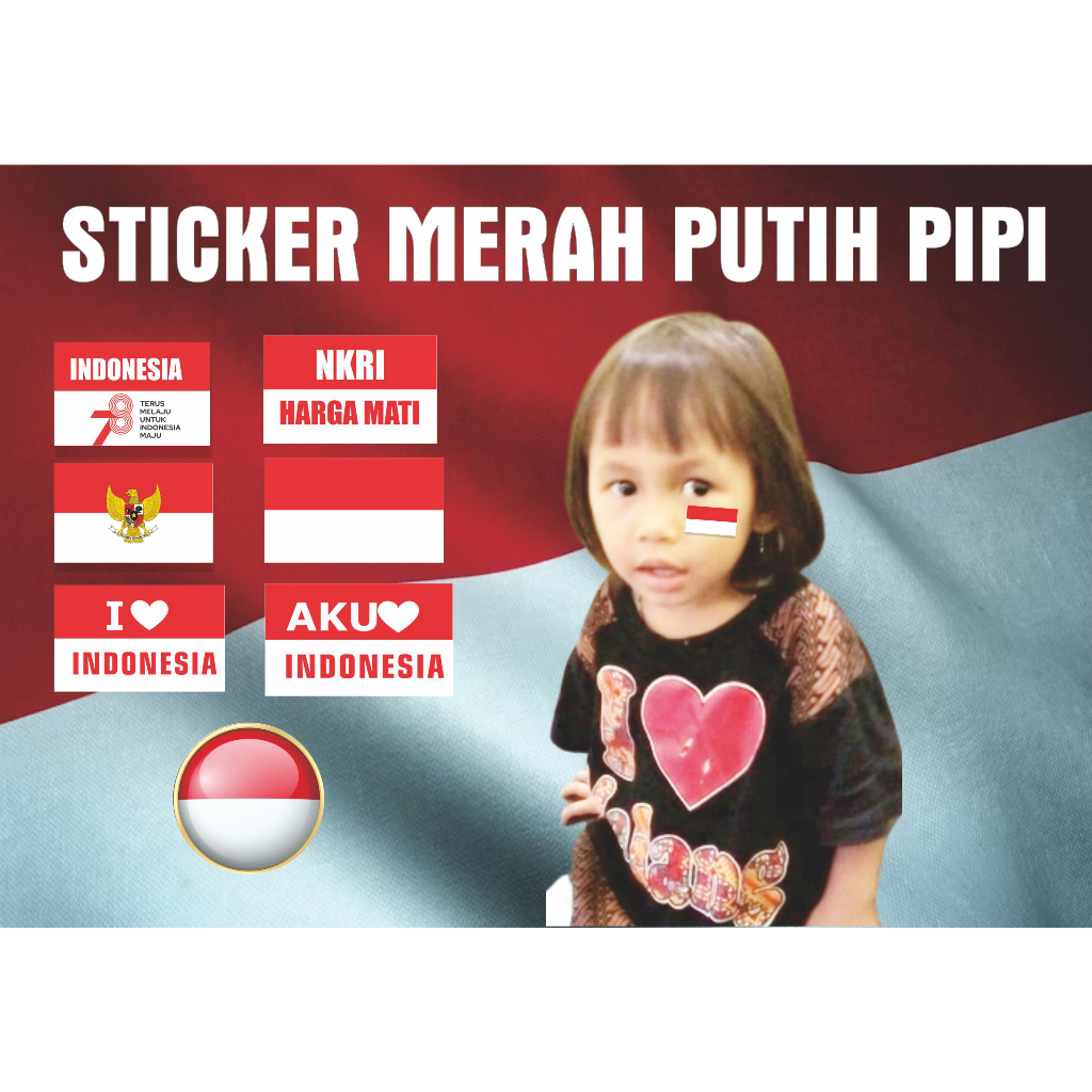 Jual Sticker Pipi Merah Putih ISI 100PCS Tempelan Pipi Bendera HUT RI