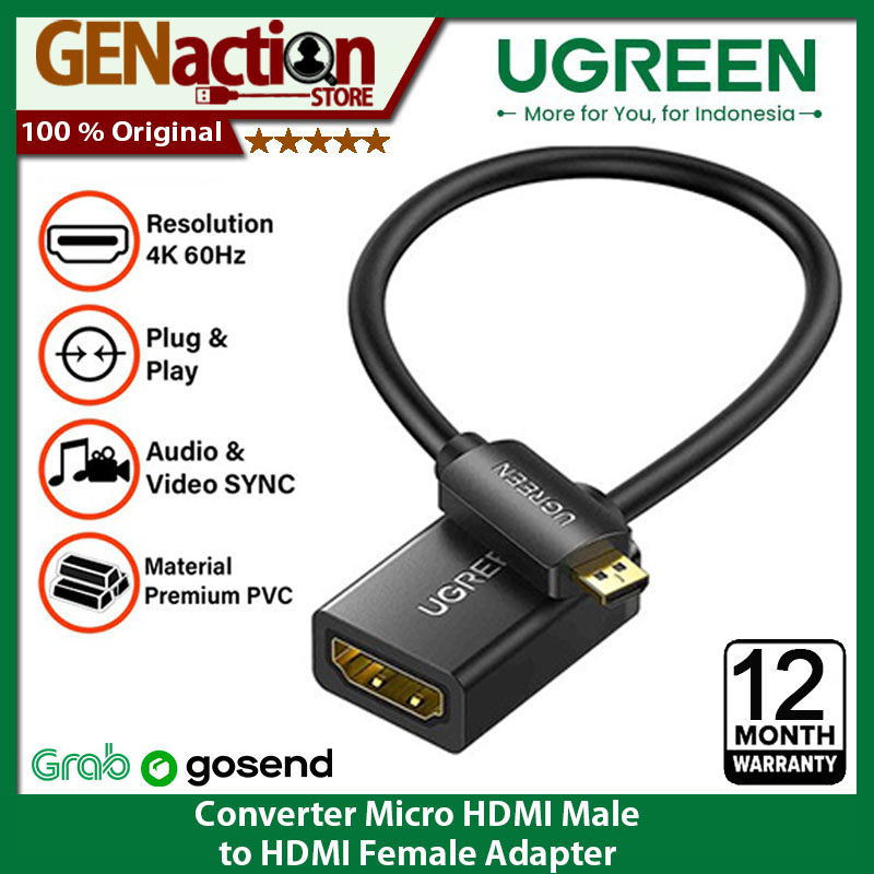 Jual Ugreen Micro Hdmi Male To Hdmi Female Adapter Cm Shopee