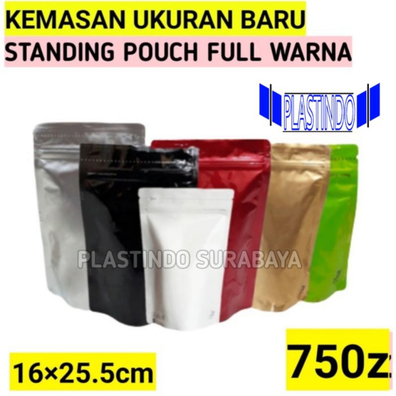 Jual Standing Pouch Warna ALUMINIUM FOIL 750z 16x25 5 Cm Kpack Kemasan