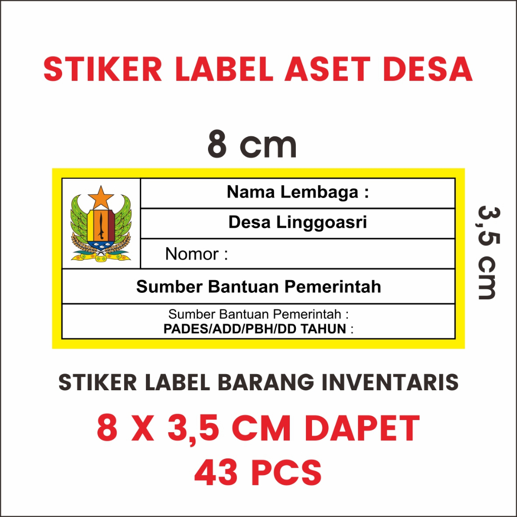 Jual STIKER LABEL BARANG INVENTARIS ASET DESA Shopee Indonesia