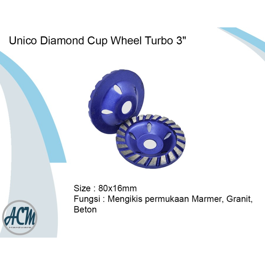 Jual 3 Inch Turbo Mata Gerinda Poles Mangkok Diamond Cup Grinding Wheel