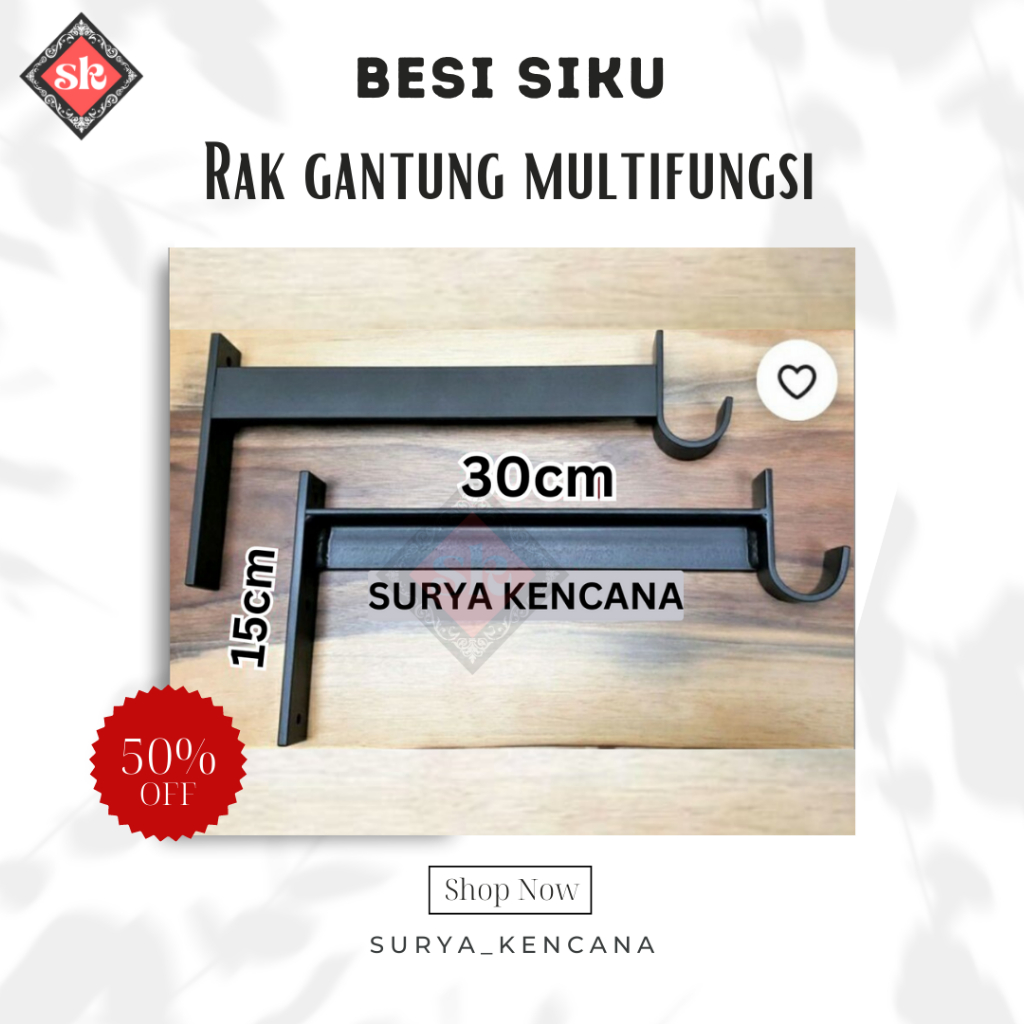 Jual Rak Besi Siku Papan Ambalan Gantungan Baju Multifungsi Bahan Besi