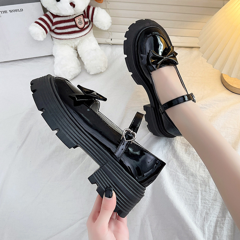 Jual Mary Jane Perempuan Hitam Kasual Docmart Pita Wanita Import Sepatu