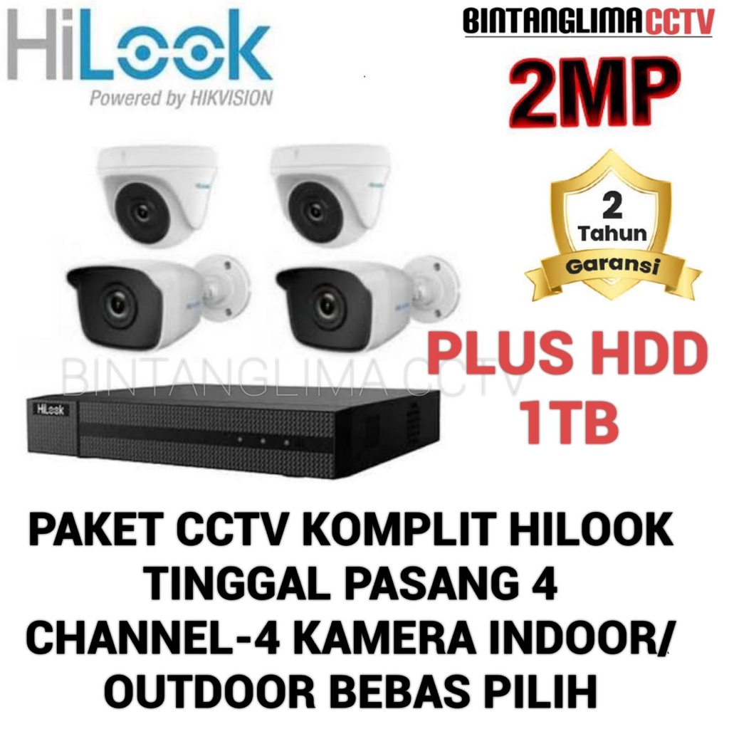 Jual PAKET CCTV HILOOK 4 CHANNEL 4 KAMERA 2MP FULL HD Shopee Indonesia