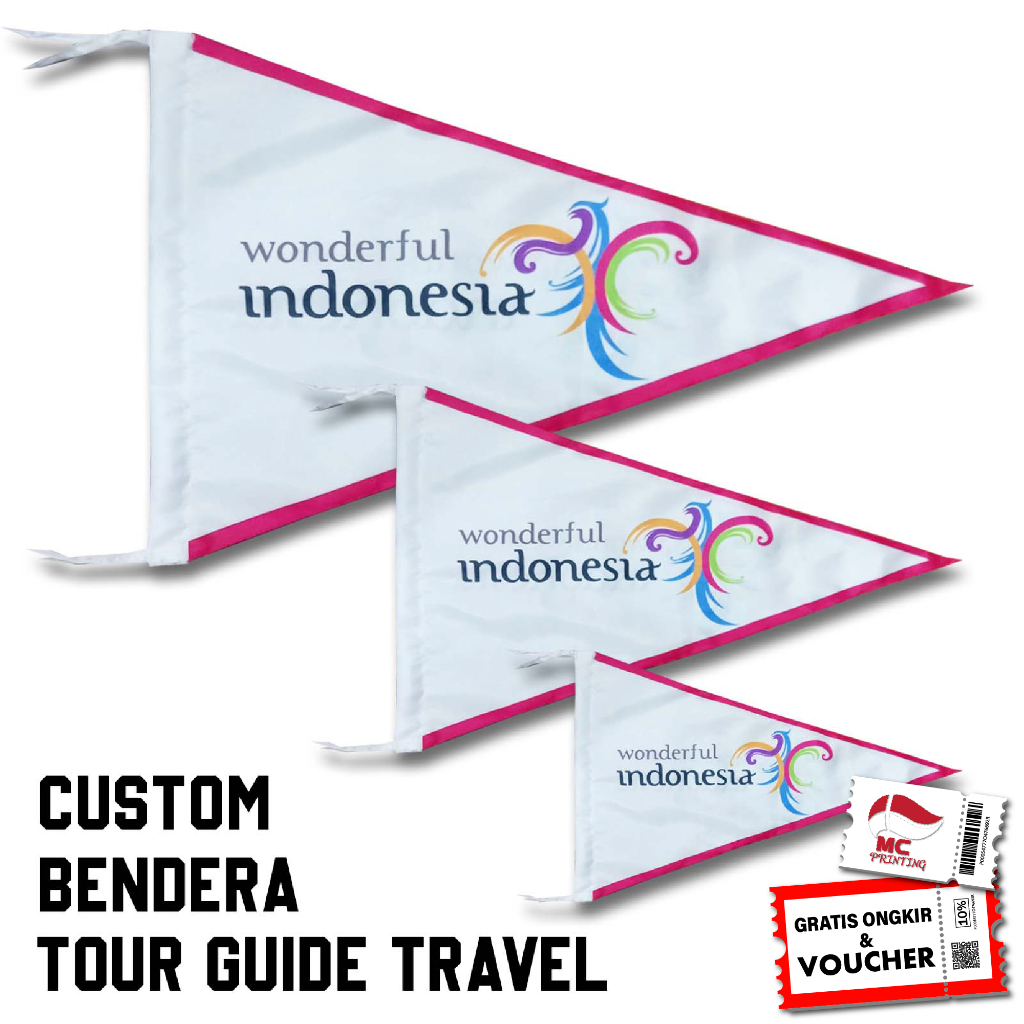 Jual Cetak Bendera Custom Tour Guide Custom Bendera Segitiga Untuk