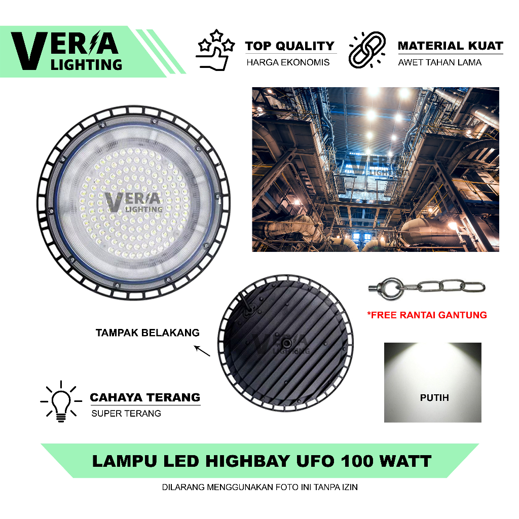 Jual Lampu LED Highbay 100 Watt 100W Ufo High Bay Industri Gudang