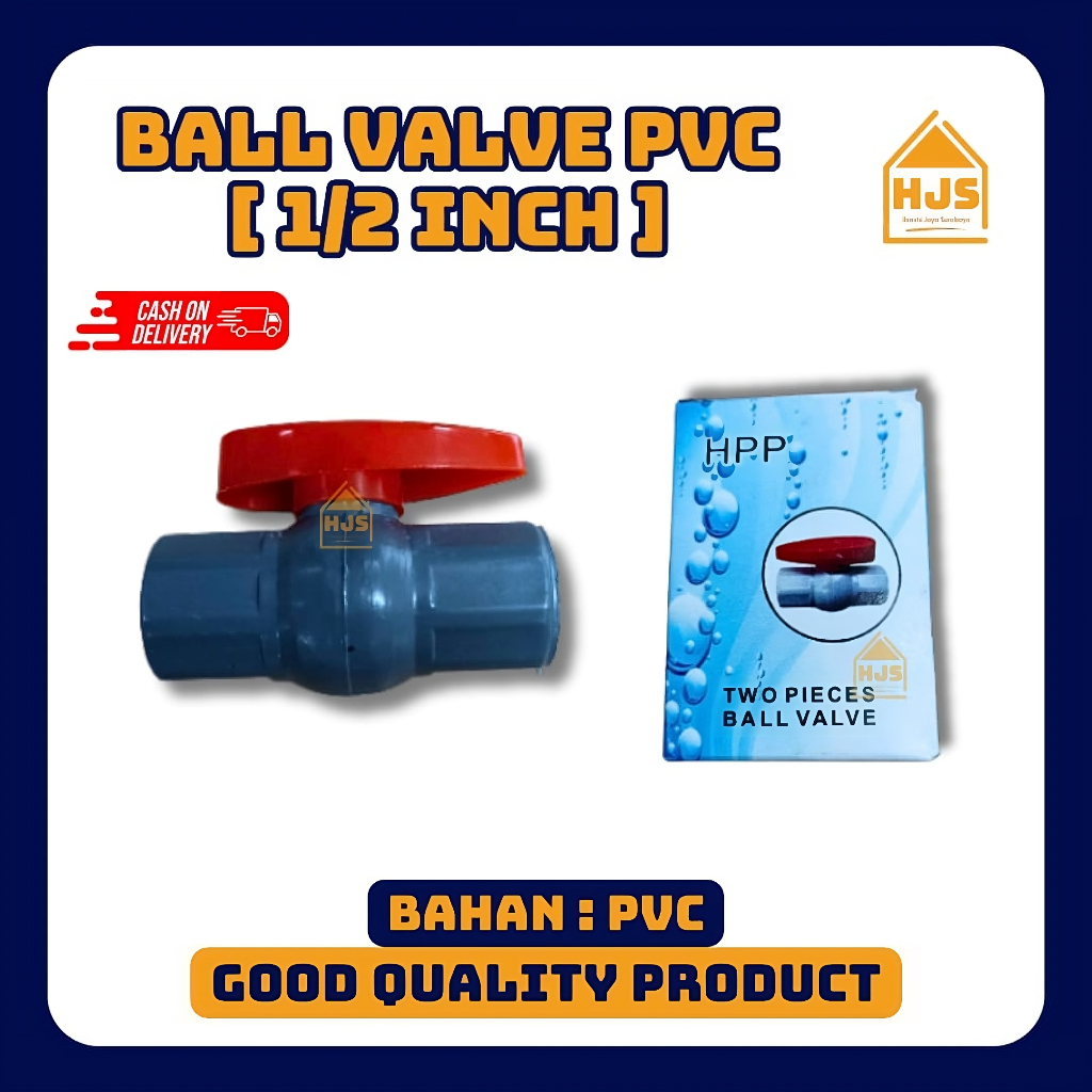 Jual Ball Valve 1 2 Inci PVC HPP Stop Kran Pipa Ballvalve PVC 1 2