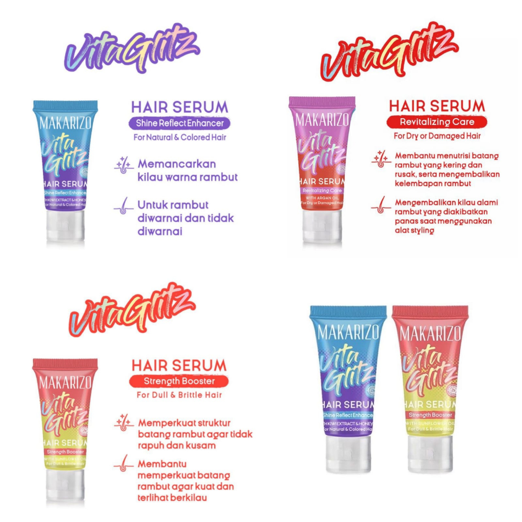 Jual Makarizo Vitaglitz Hair Serum Strength Booster Shine Reflect