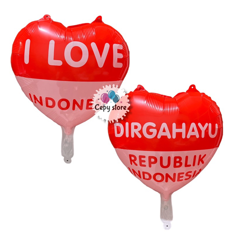 Jual Balon Foil Love HUT RI Balon 17 Agustus Dirgahayu RI 40cm