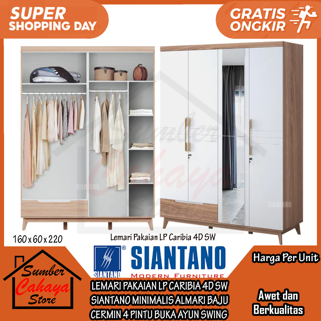 Jual Kargo Lemari Pakaian Siantano Lp Carabia Sw Almari Baju Pintu