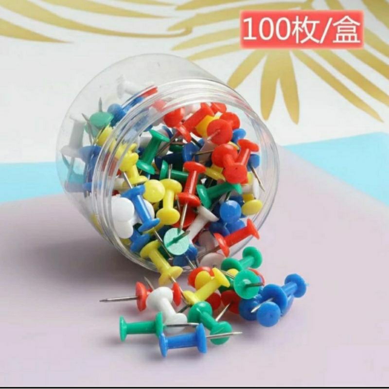 Jual SH Push Pin Jarum Tekan Paku Pin Warna Wsrni Per 100 Pcs