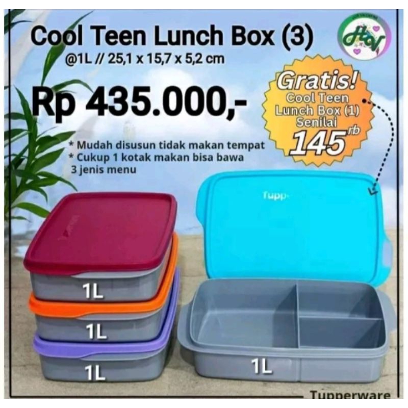 Jual Cool Teen Lunch Box Tupperware Kotak Makan Sekat Tupperware