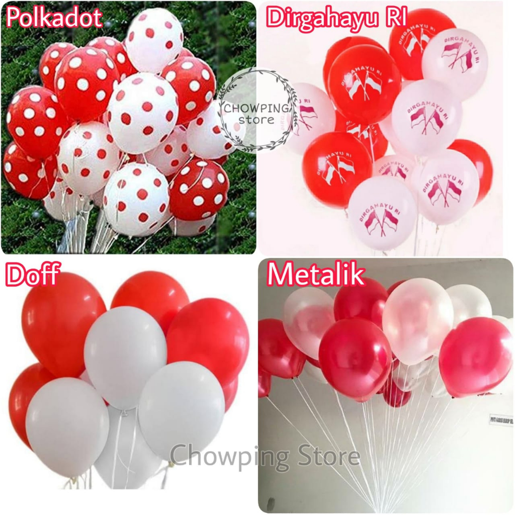 Jual 100Pcs Balon Latex HUT RI Merah Putih Per Pack Shopee Indonesia