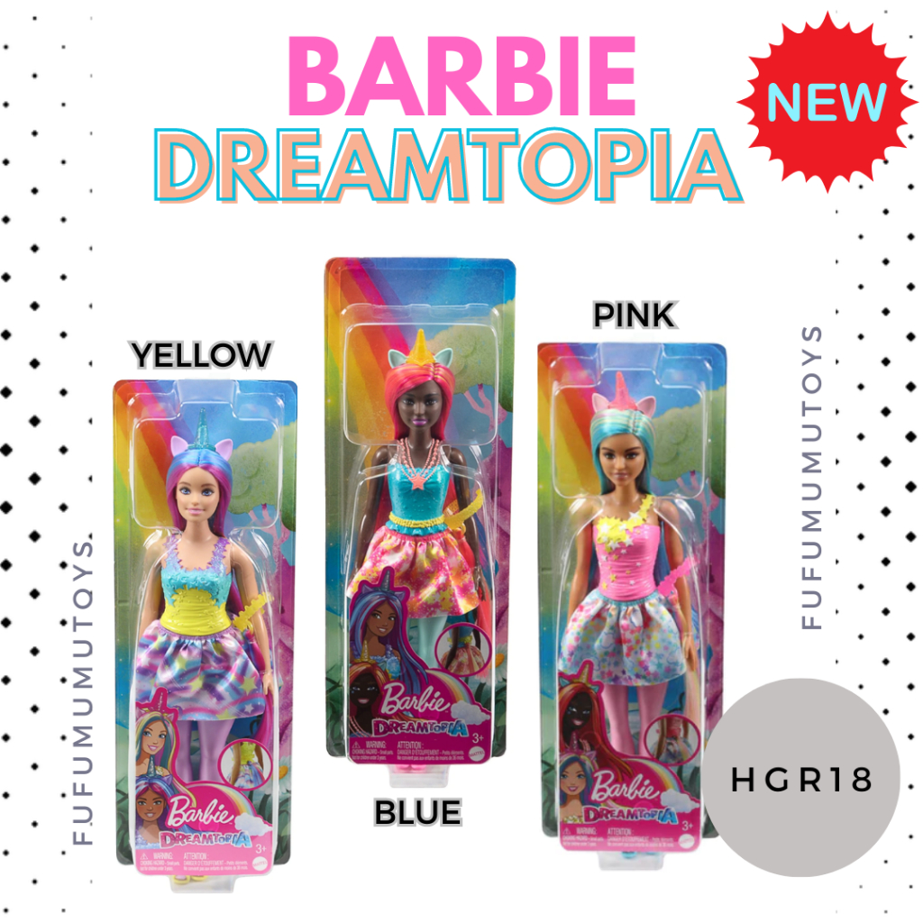 Jual Barbie Dreamtopia Unicorn Doll With Rainbow HGR18 New 2023