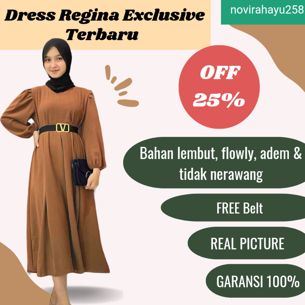 Jual Baju Gamis Midi Dress Wanita Fashion Terbaru Dress Regina Gamis