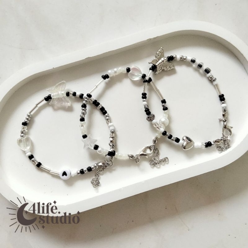 Jual BACA DESKRIPSI BRACELET BEADS BLACK SERIES MAMBA HITAM Y2K